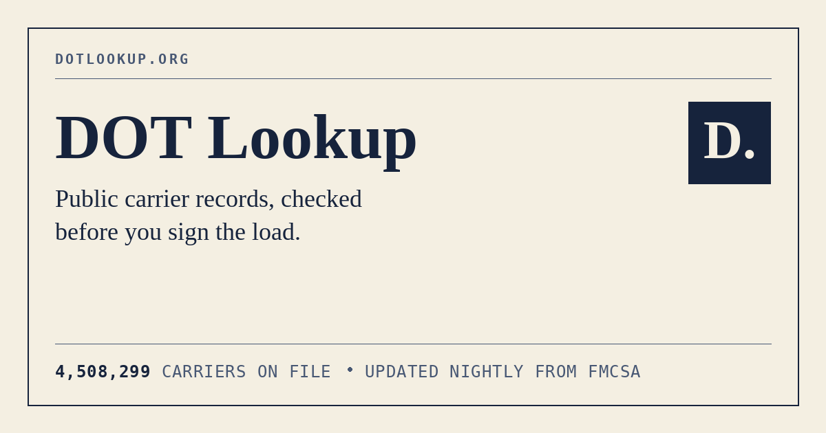 Public carrier records, checked before you sign the load - DOT Lookup